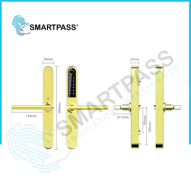 MONACO GOLD încuietoare smart cu amprentă, Bluetooth, WiFi, cod PIN, card RFID, cheie 5