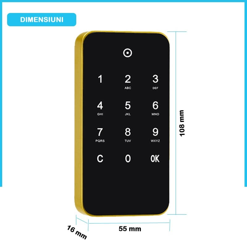 M10 electronic furniture lock, one-time code, gold 2