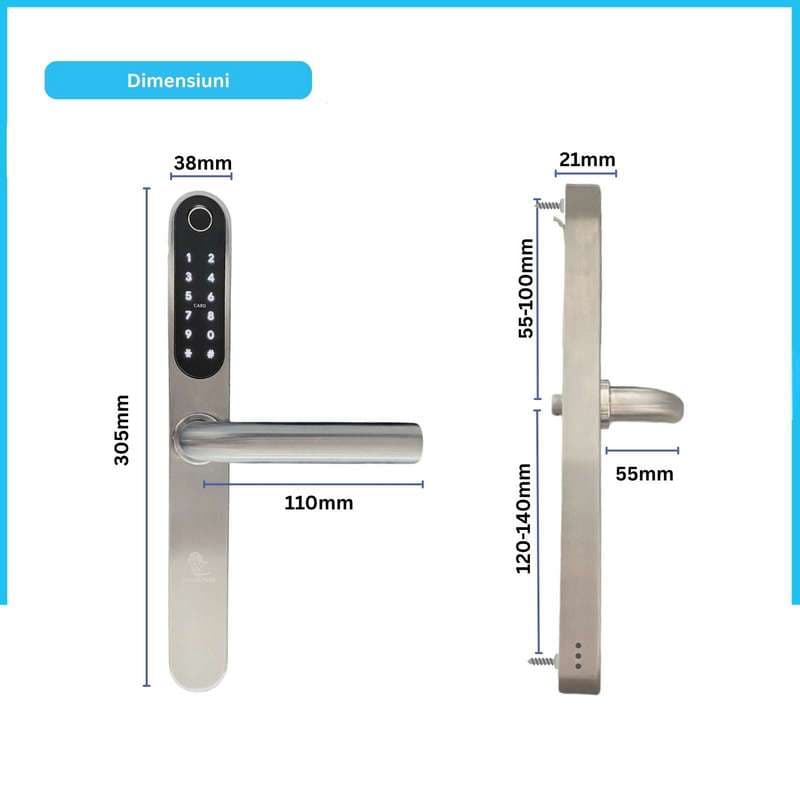 MONTE CARLO PLUS SILVER smart lock with fingerprint, Bluetooth, WiFi, PIN, RFID card, key 4