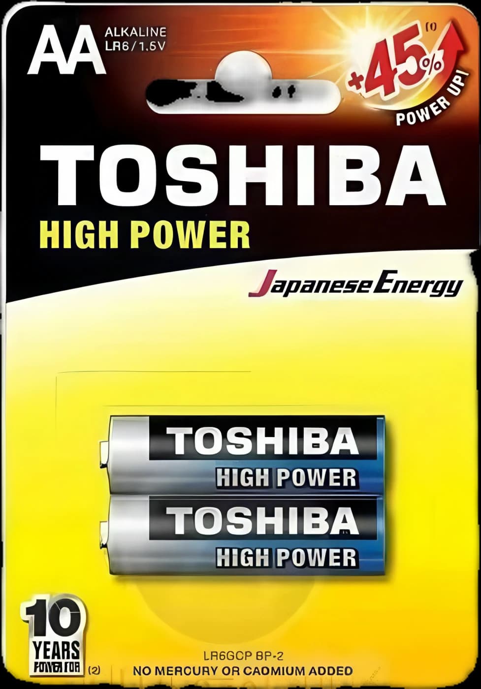TOSHIBA R6/2 AA alkaline batteries, 2 pcs/set