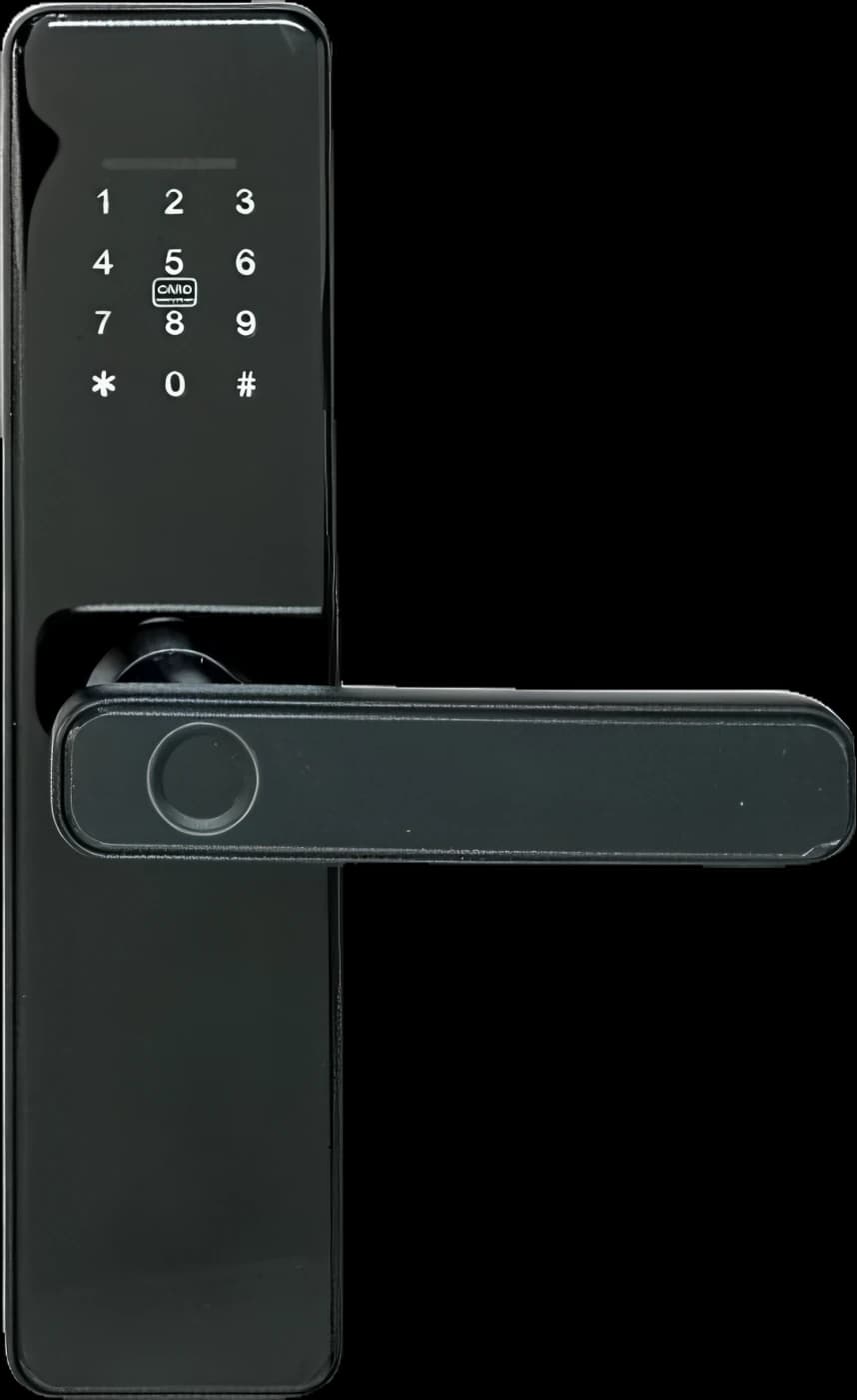 MALAGA GLS BLACK, yală smart cu placă frontală de sticlă, negru