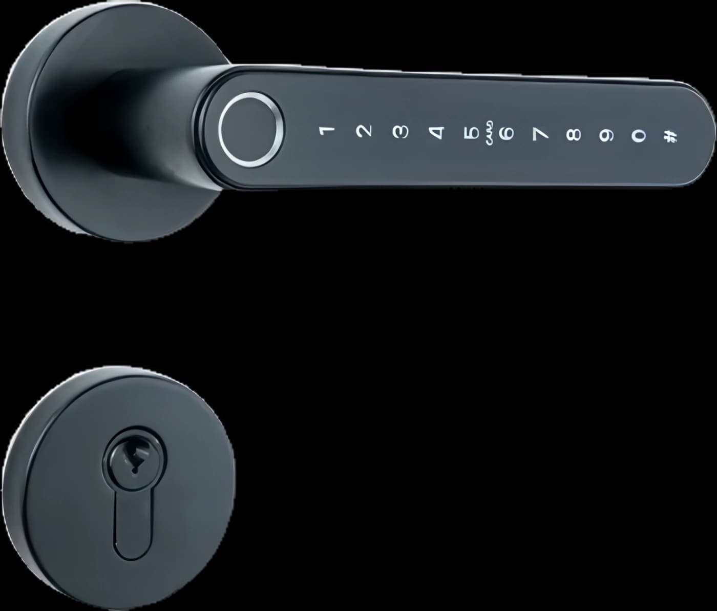 SYDNEY BLACK smart lock with fingerprint, Bluetooth, WiFi, PIN code, RFID card, key