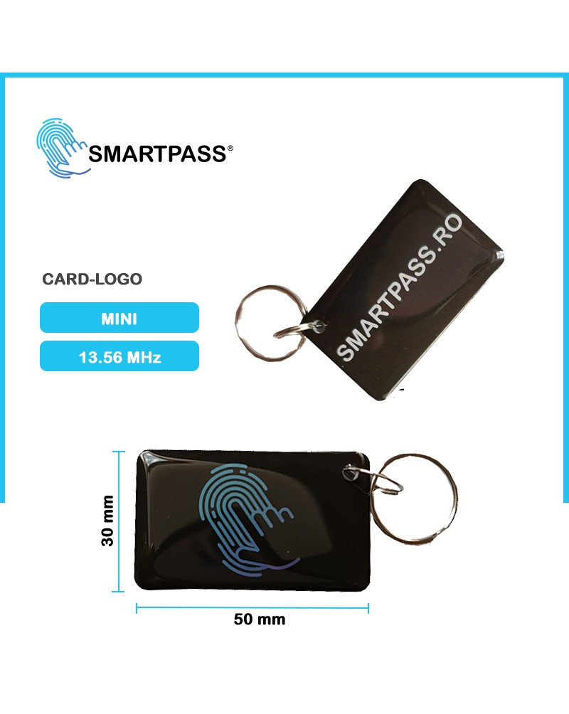 Card pentru Încuietori Smart cu Logo SMARTPASS, Tip Breloc, Negru 