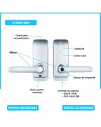 MILANO SILVER încuietoare smart cu amprentă, Bluetooth, WiFi, cod PIN, card RFID, cheie
