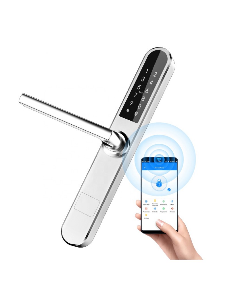 PARIS SILVER încuietoare inteligentă cu Bluetooth, WiFi, PIN, card RFID, cheie