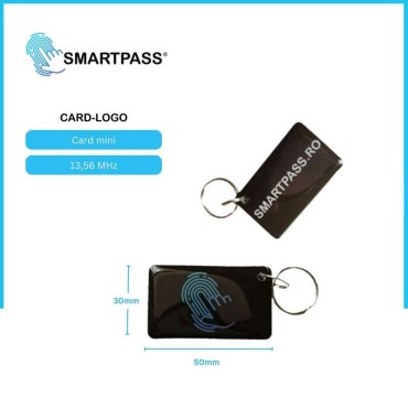 Card pentru Încuietori Smart cu Logo SMARTPASS, Tip Breloc, Negru