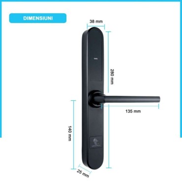 GENEVA BLACK încuietoare inteligentă, deschidere cu card RFID