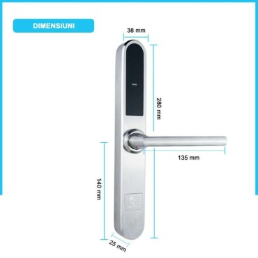 GENEVA SILVER încuietoare inteligentă, deschidere cu card RFID