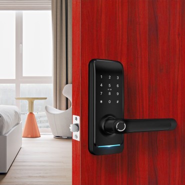 MILANO BLACK încuietoare smart cu amprentă, Bluetooth, WiFi, cod PIN, card RFID, cheie
