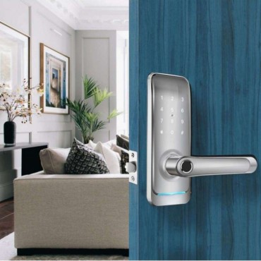 MILANO SILVER încuietoare smart cu amprentă, Bluetooth, WiFi, cod PIN, card RFID, cheie