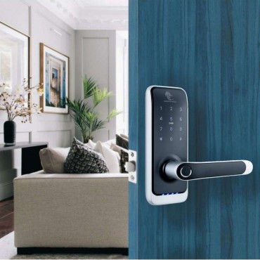 MILANO SILVER-BLACK încuietoare smart cu amprentă, Bluetooth, WiFi, cod PIN, card, cheie