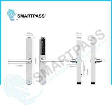 MONACO SILVER încuietoare inteligentă cu amprentă, Bluetooth, WiFi, PIN, card RFID, cheie