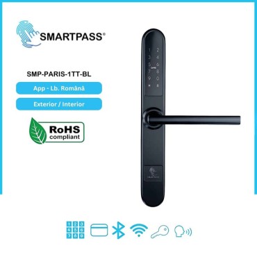 PARIS BLACK încuietoare inteligentă cu Bluetooth, WiFi, PIN, card RFID, cheie