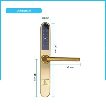 PARIS GOLD încuietoare inteligentă cu Bluetooth, WiFi, PIN, card RFID, cheie