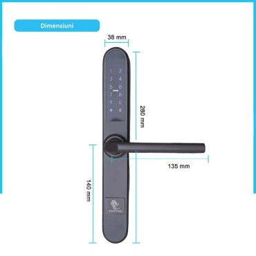 PARIS TITAN încuietoare inteligentă cu Bluetooth, WiFi, PIN, card RFID, cheie
