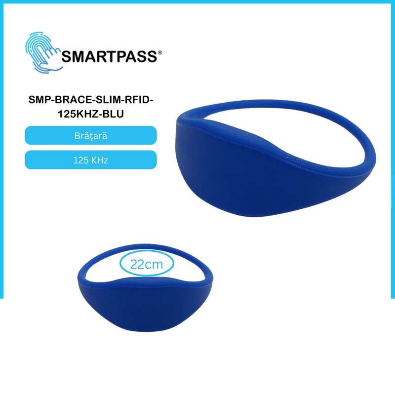 Brățară SLIM pentru încuietoare electronică de mobilă RFID, 125 KHz, albastru