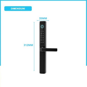 DOHA BLACK încuietoare smart cu  amprentă pe exterior si interior, Bluetooth, WiFi, cod PIN, card RFID, cheie