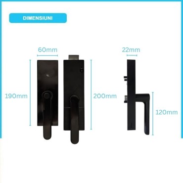 GLASGOW BLACK Smart Lock – Încuietoare inteligentă pentru ușă de sticlă.