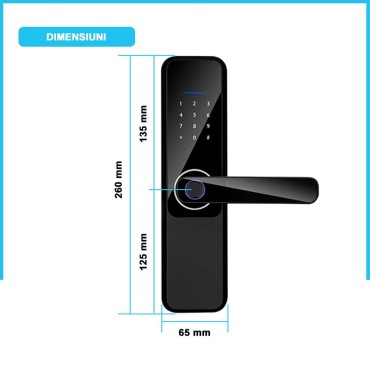 MALAGA GLS BLACK, yală smart cu placă frontală de sticlă, negru