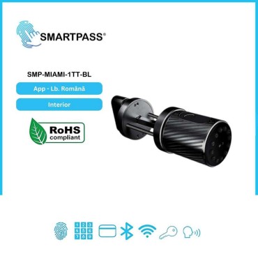 MIAMI BLACK încuietoare smart cu amprentă, Bluetooth, WiFi, cod PIN, card RFID, cheie