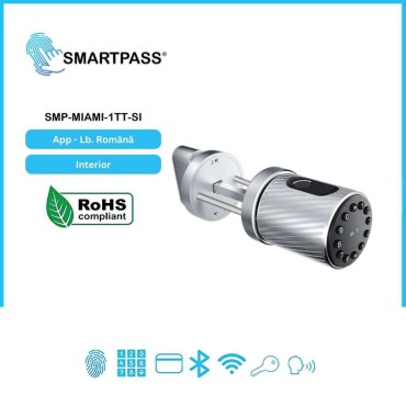 MIAMI SILVER încuietoare smart cu amprentă, Bluetooth, WiFi, cod PIN, card RFID, cheie