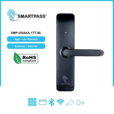 OSAKA BLACK încuietoare smart,  Bluetooth, WiFi, cod PIN, card RFID, cheie