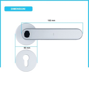 SYDNEY SILVER încuietoare smart cu amprentă, Bluetooth, WiFi, cod PIN, card RFID, cheie