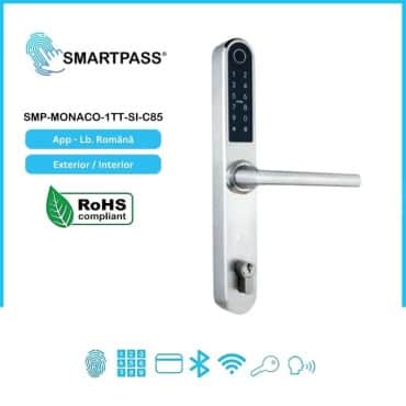 MONACO SILVER C85 yala smart cu amprentă, Bluetooth, WiFi, cod PIN, card RFID, cheie