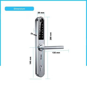 MONACO SILVER C72 yala smart cu amprentă, Bluetooth, WiFi, cod PIN, card RFID, cheie
