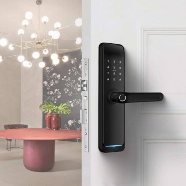 TOKYO BLACK încuietoare smart cu amprentă, Bluetooth, WiFi, cod PIN, card RFID, cheie