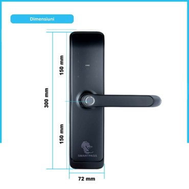 TOKYO BLACK încuietoare smart cu amprentă, Bluetooth, WiFi, cod PIN, card RFID, cheie